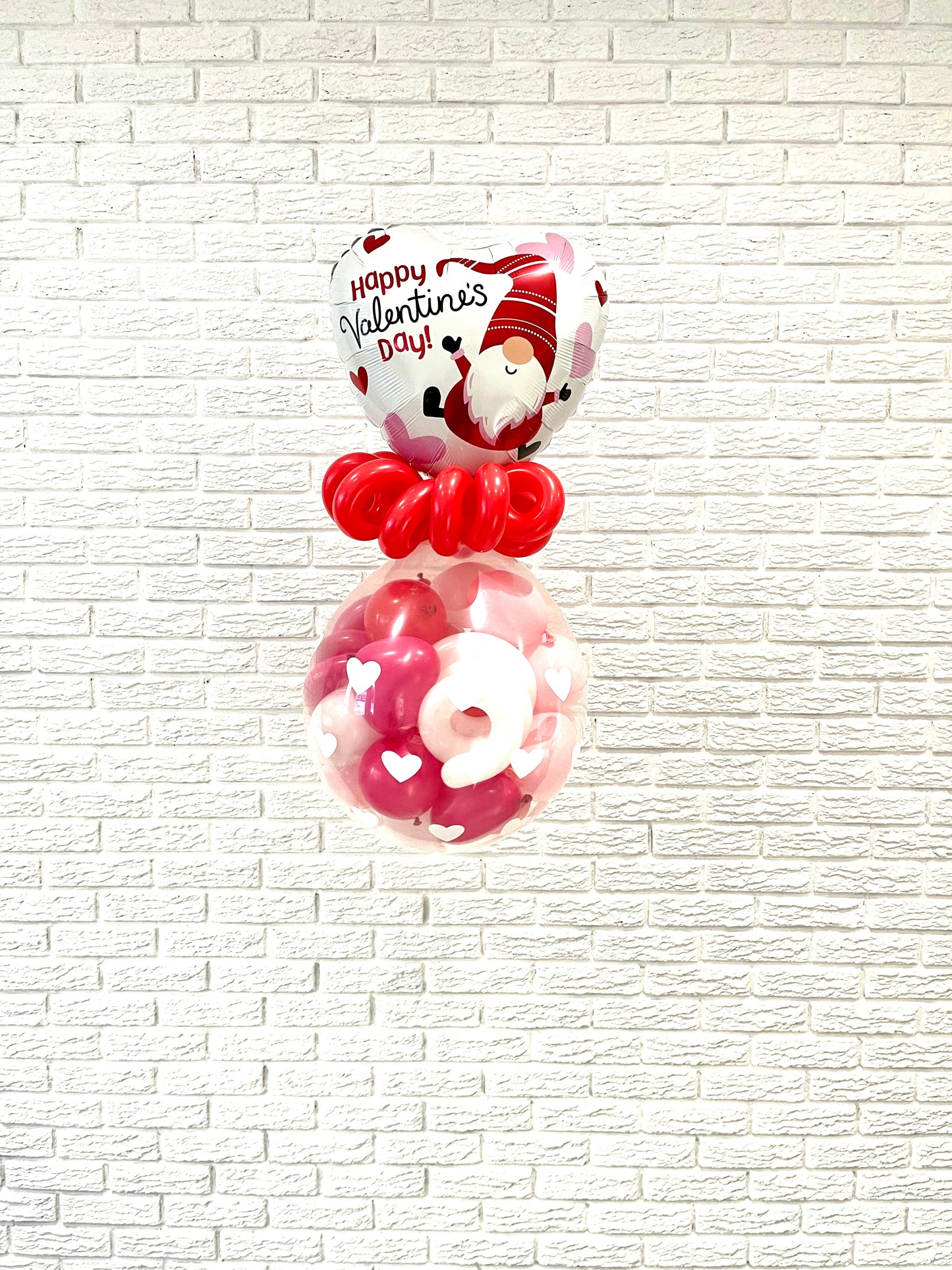 Valentine’s Day pop drop ready and white heart balloons from Balloon Babes