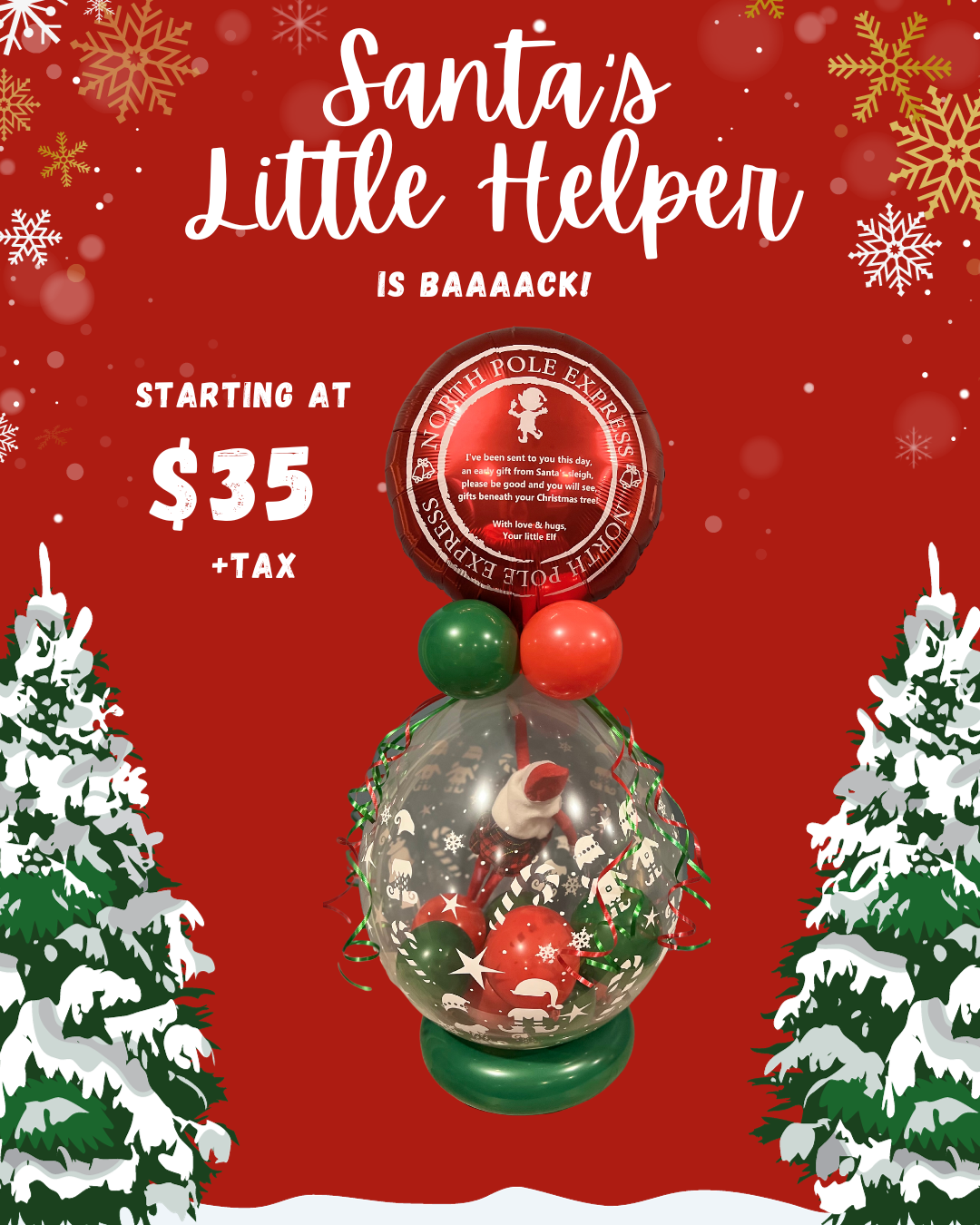 elf balloon, art, cornwall Ontario, elf, red and green