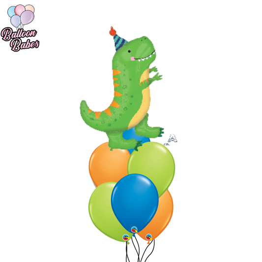Dinosaur Birthday T-rex Balloon w/ 6 Latex Balloons