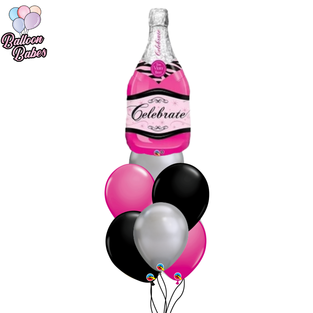 Pink Champagne Balloon w/ 6 Latex Balloons