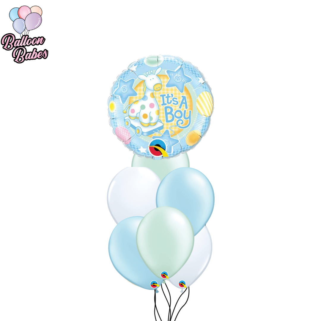 Baby Boy Balloon w/ 6 Latex Balloons-Baby