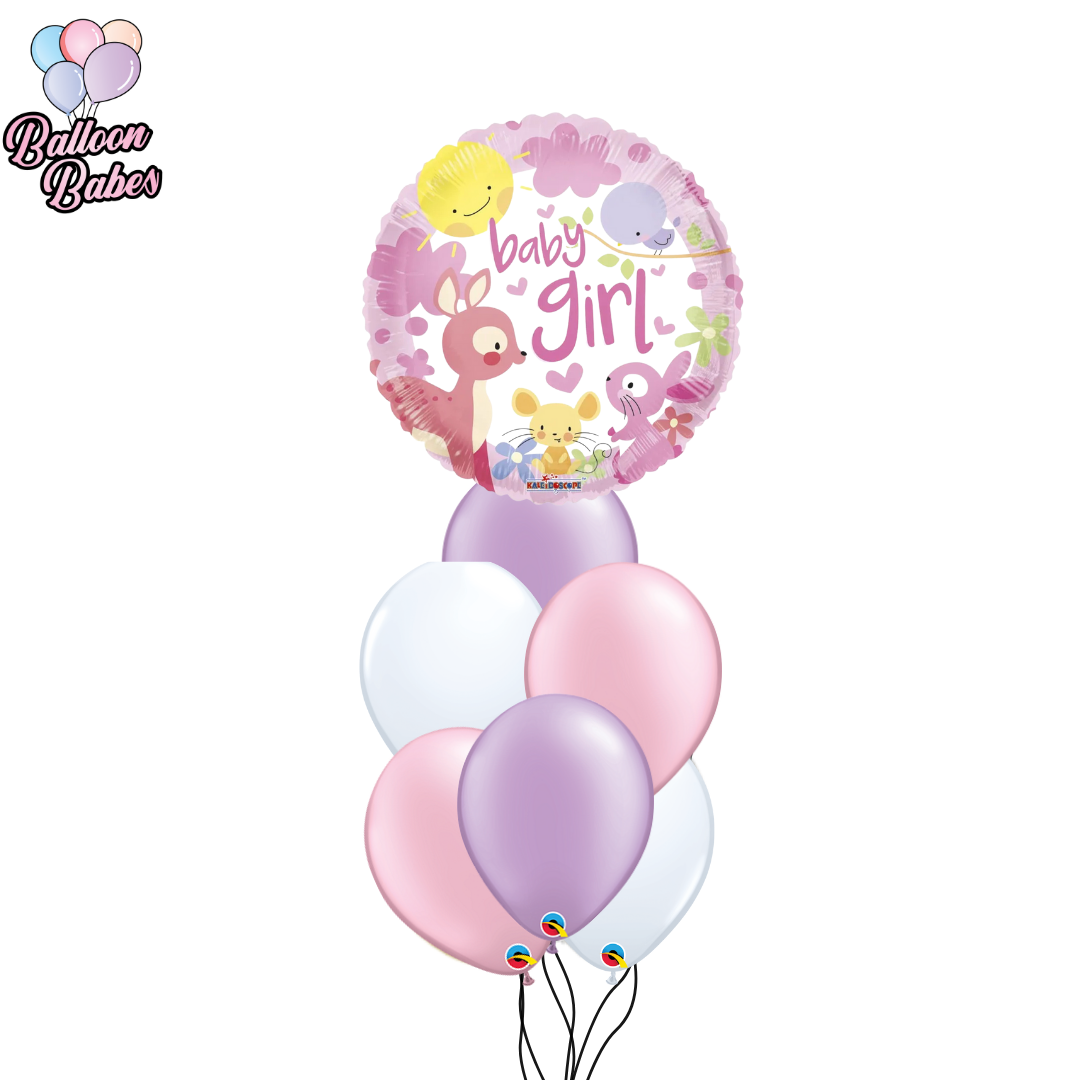 Baby Girl Balloon w/ 6 Latex Balloons-Baby