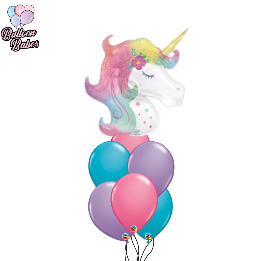 Jumbo Pastel Unicorn Balloon w/ 6 Latex Balloons