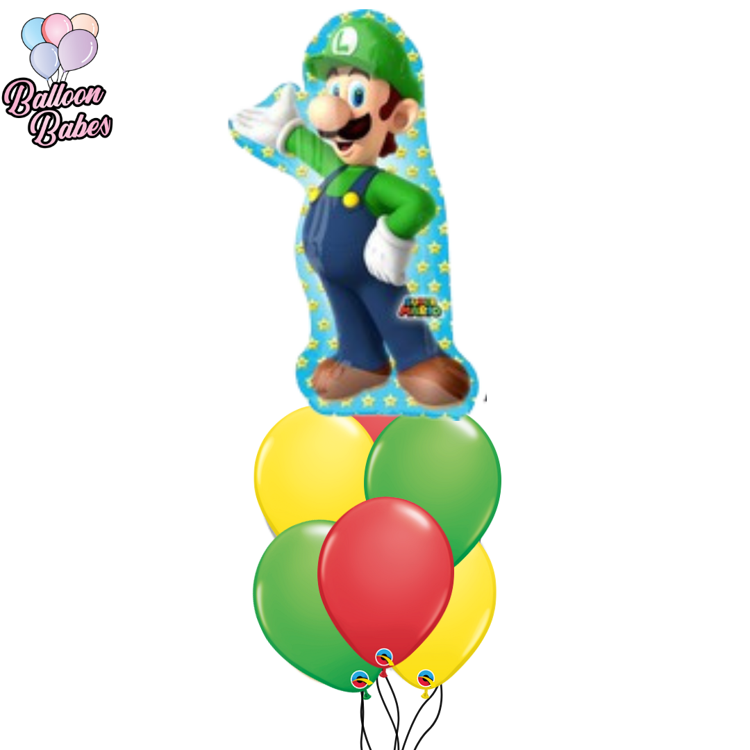 Luigi Balloon w/ 6 Latex Balloons- Cartoon