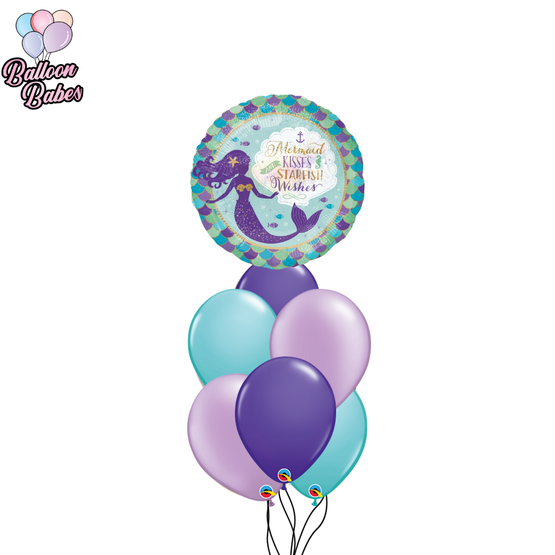 Medium Happy Birthday Mermaid Foil w/ 6 Latex Balloons- Under the Sea