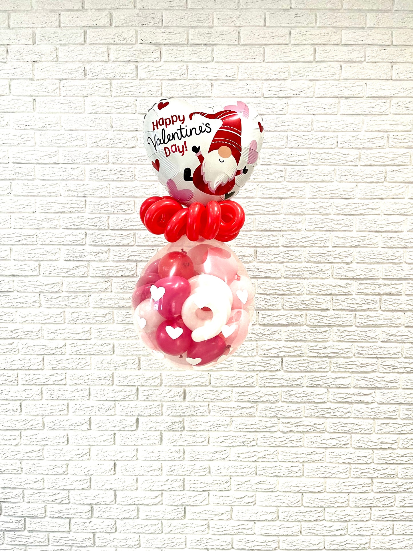 Valentine’s Day pop drop ready and white heart balloons from Balloon Babes 