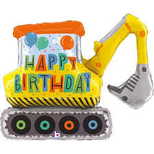 Jumbo Construction Truck Balloon Happy Birthday w/ 6 Latex Balloons