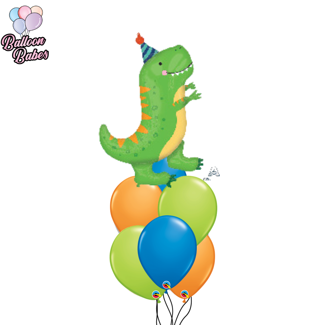 Dinosaur Birthday T-rex Balloon w/ 6 Latex Balloons