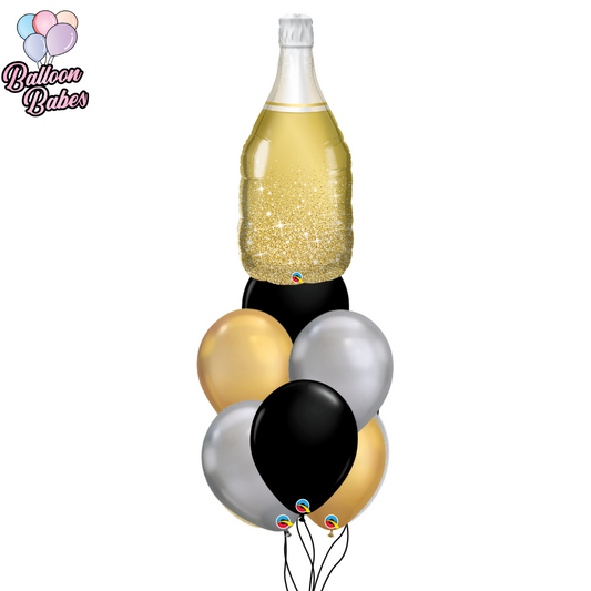 Gold Champagne Balloon w/ 6 Latex Balloons