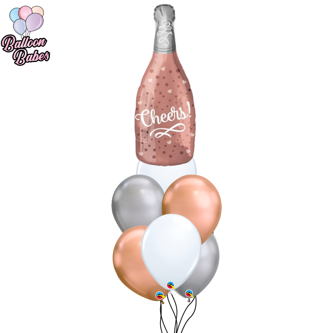 Cheers Pink Champagne Balloon w/ 6 Latex Balloons