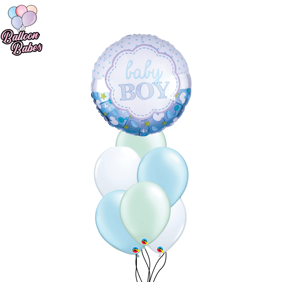 Baby Boy Balloon w/ 6 Latex Balloons-Baby