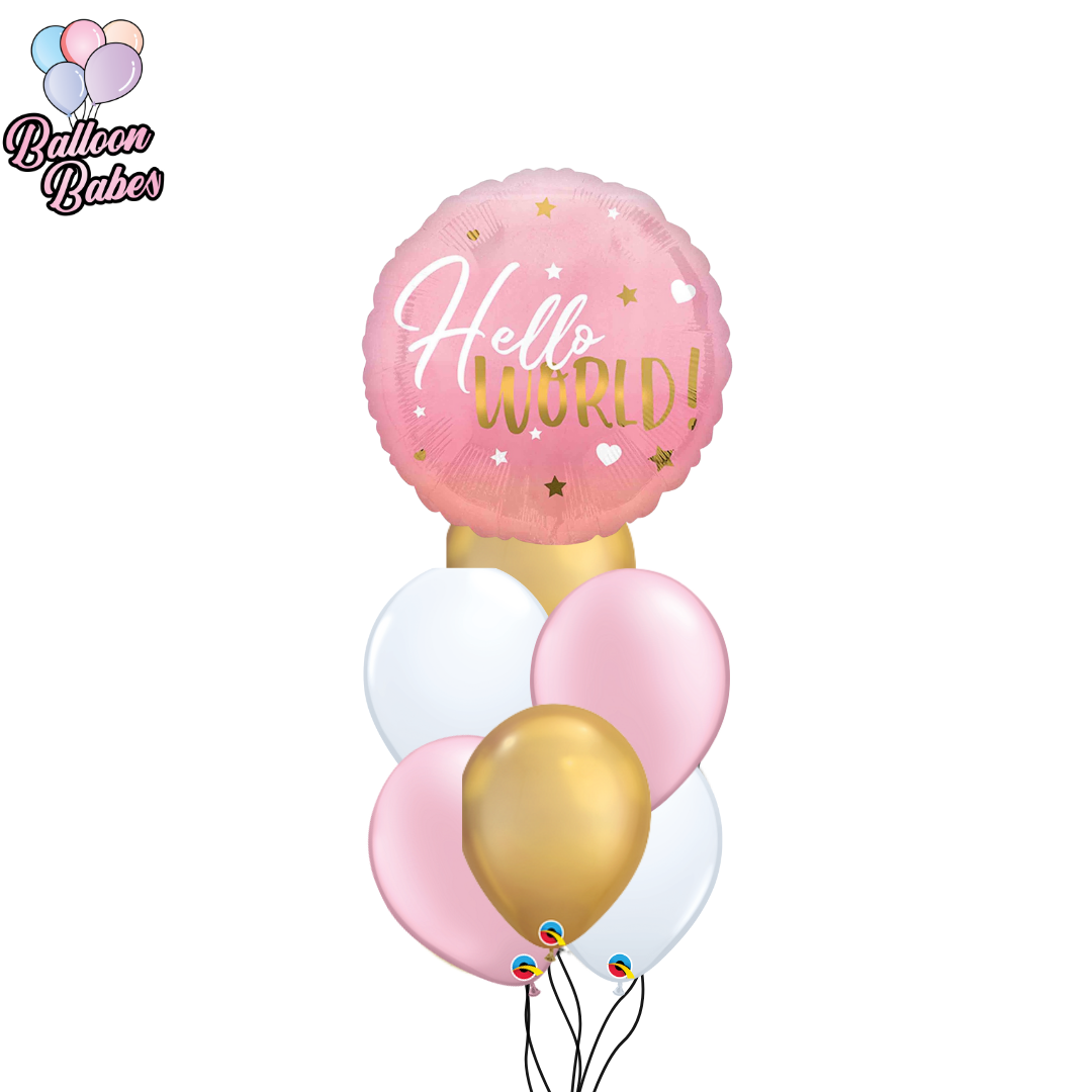 Baby Girl Balloon w/ 6 Latex Balloons-Baby