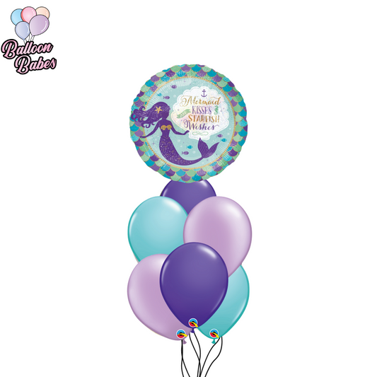 Medium Happy Birthday Mermaid Foil w/ 6 Latex Balloons- Under the Sea