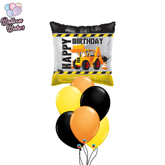 Medium Happy Birthday Constuction Foil w/ 6 Latex Balloons