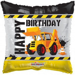 Medium Happy Birthday Constuction Foil w/ 6 Latex Balloons