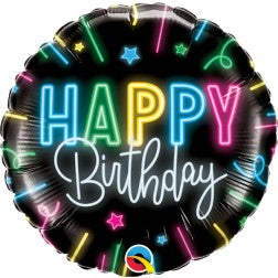 Medium Happy Birthday Neon Foil w/ 6 Latex Balloons
