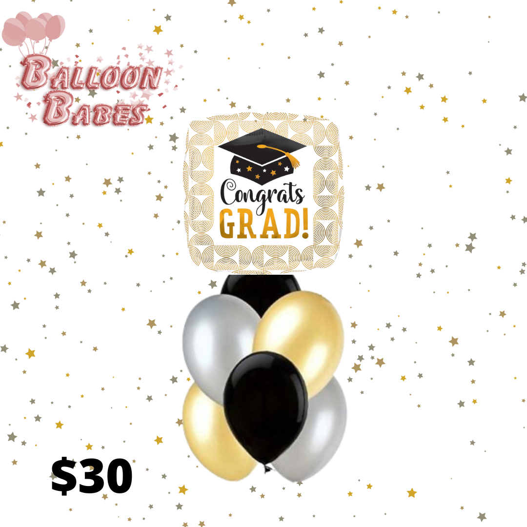Congrats Grad Gold Medium Balloon Bouquet