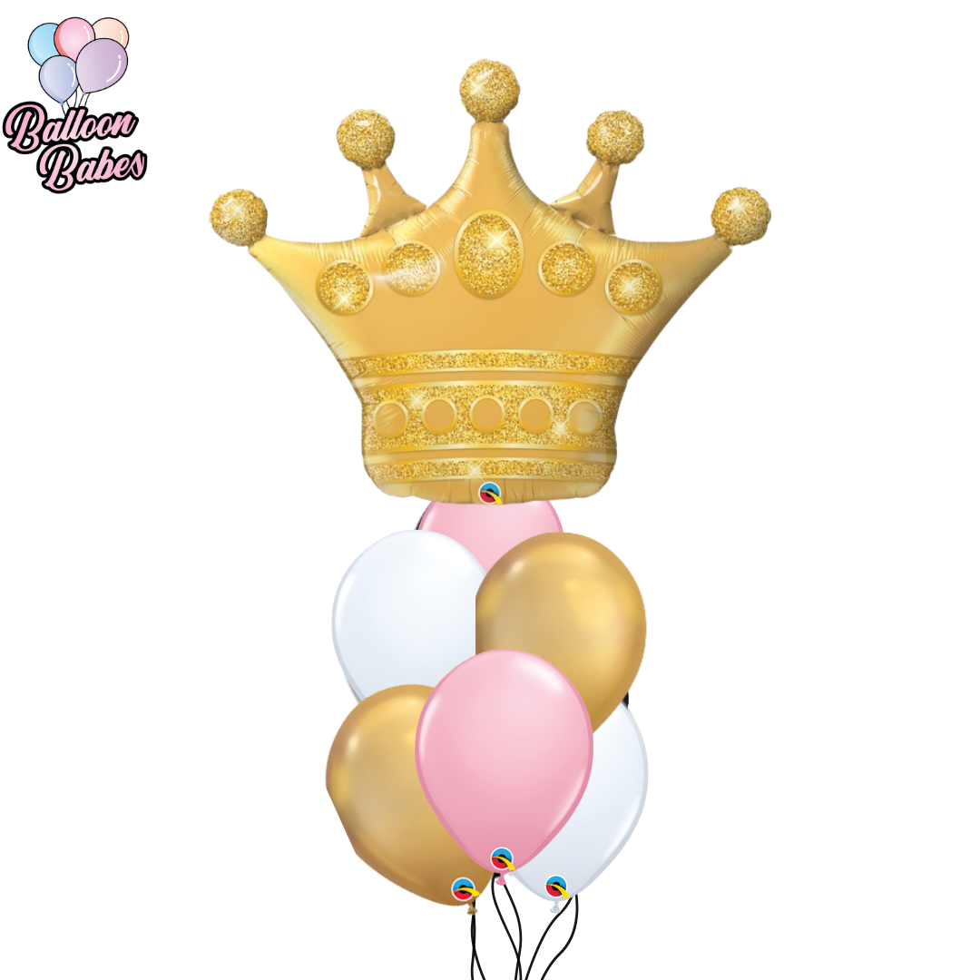 Gold Crown Balloon w/ 6 Latex Balloons